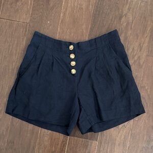LOFT Dark Blue High Waist Shorts with Gold Accents